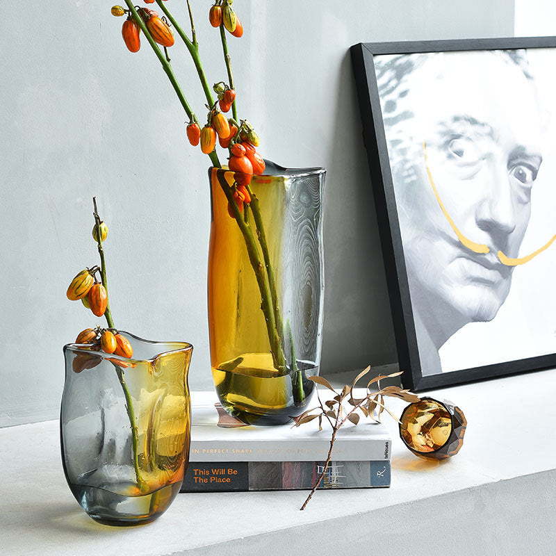 Ink transparent glass vase
