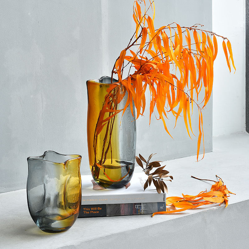 Ink transparent glass vase