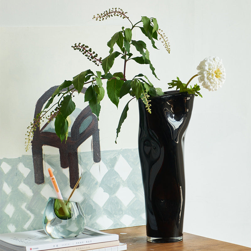 Black gold glazed vase