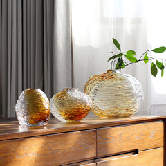 Amber glass vase