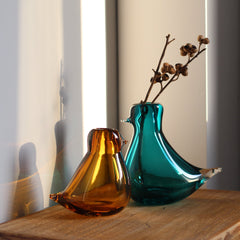 Bird glazed vase