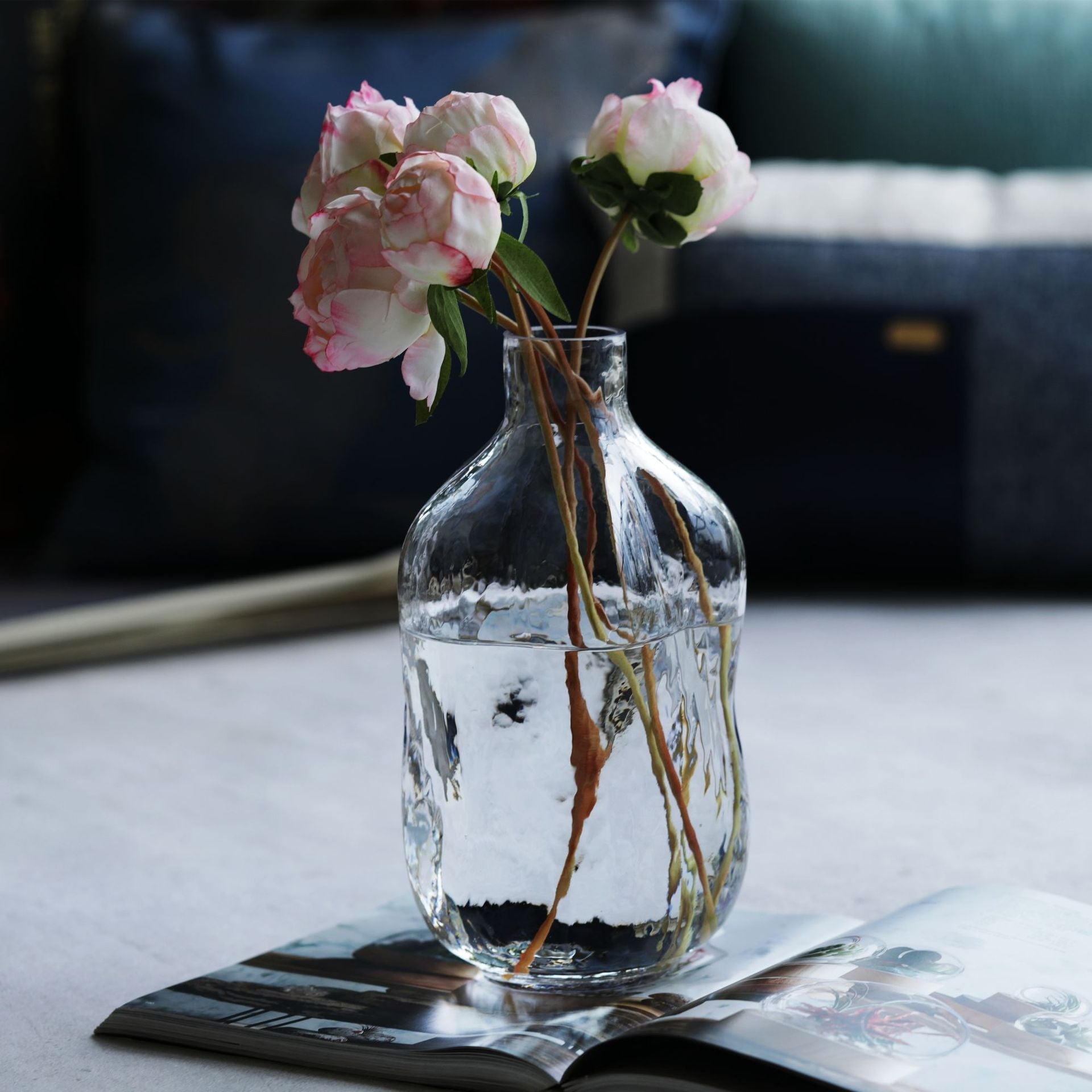 Transparent glass vase