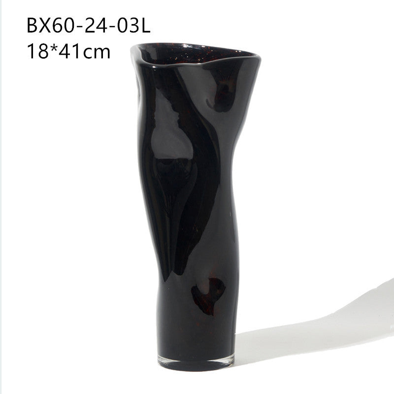 Black gold glazed vase