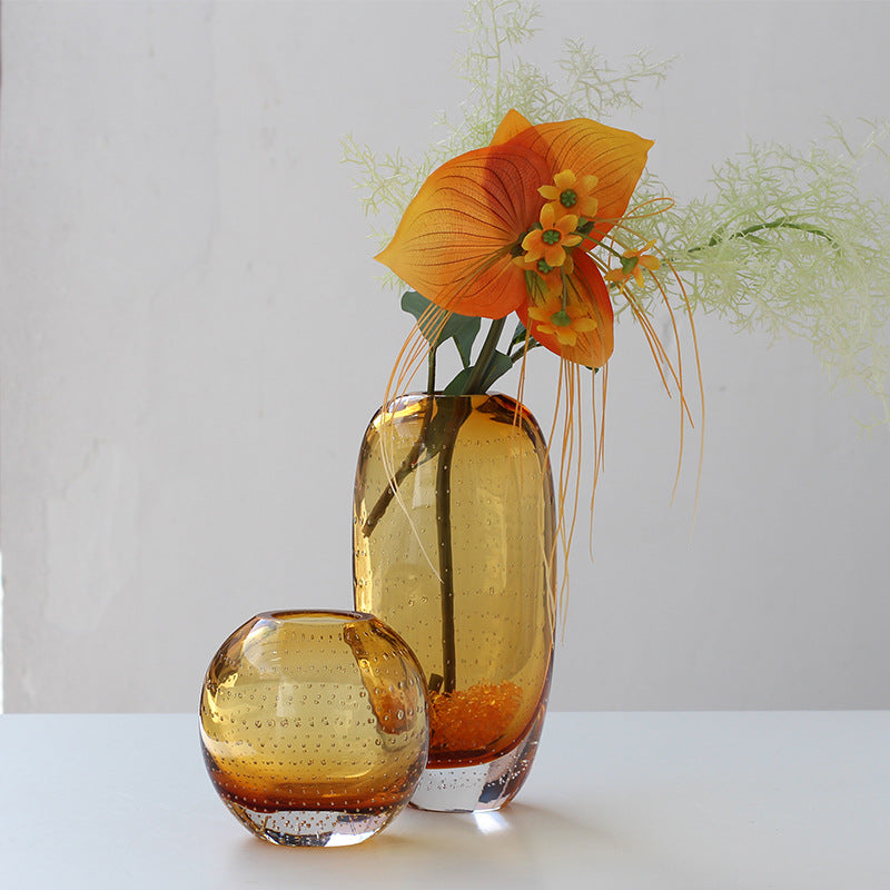 Amber thick-bottomed vase