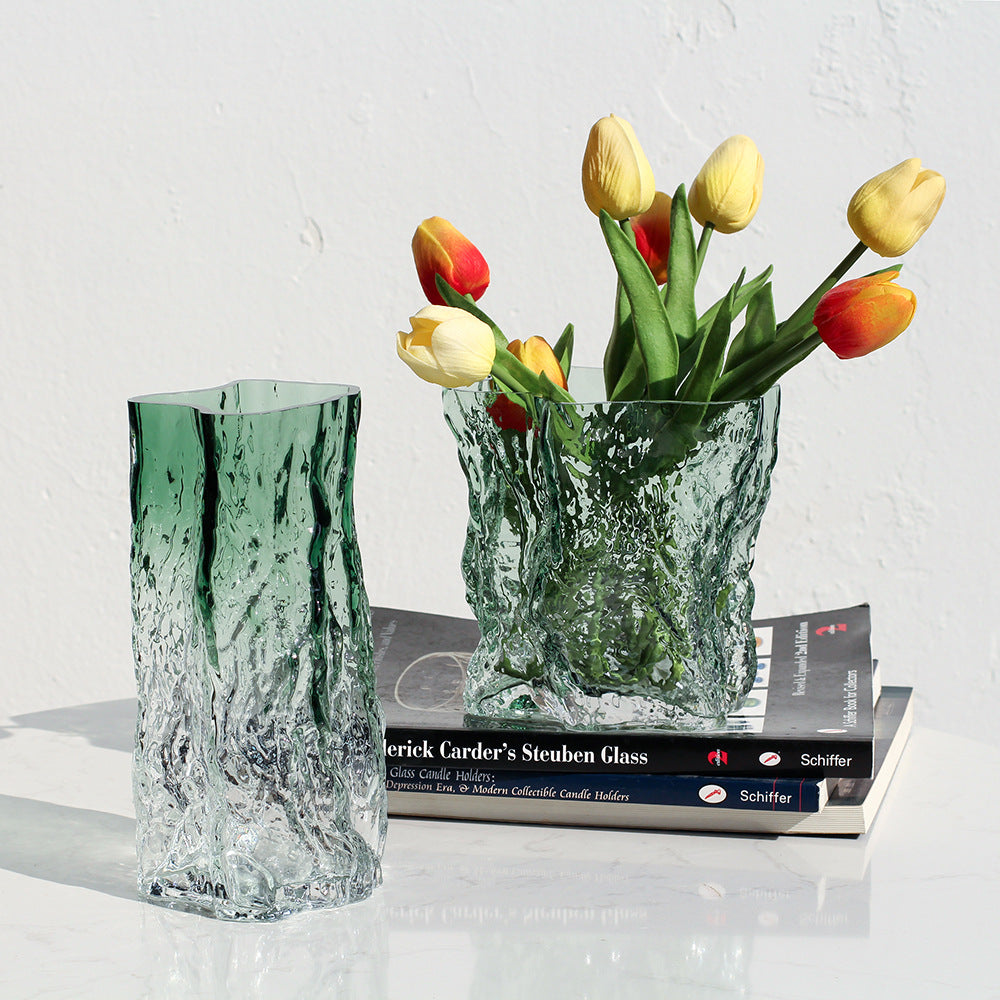 Transparent glass vase