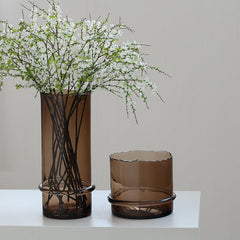 Silk-wrapped straight vase