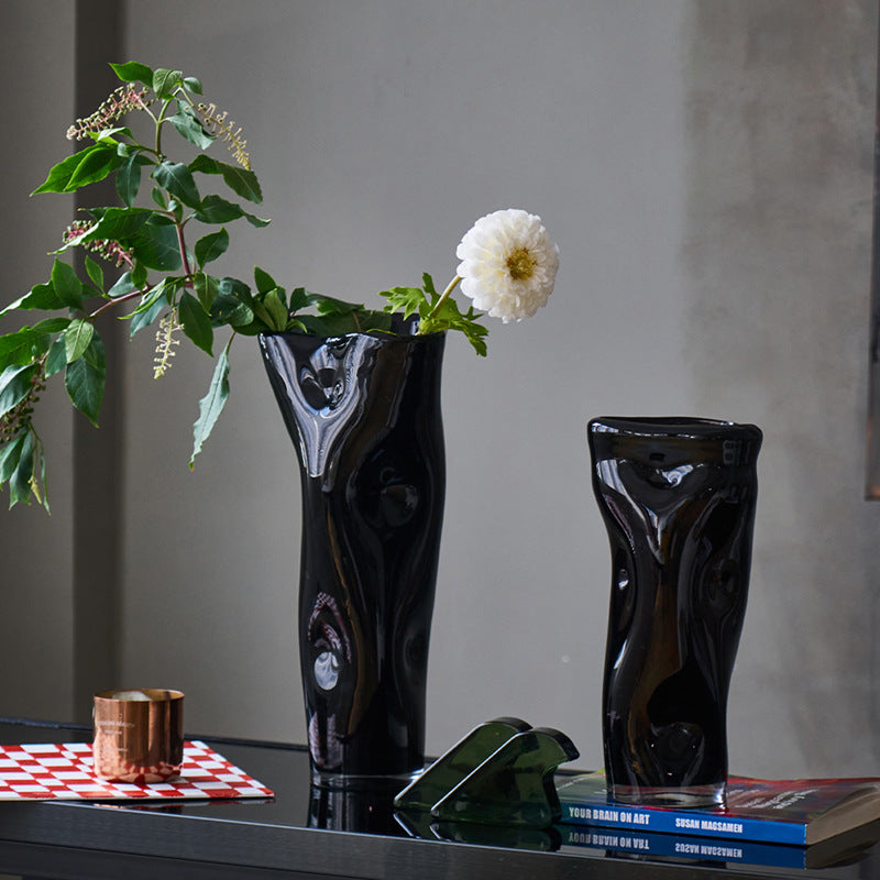 Black gold glazed vase