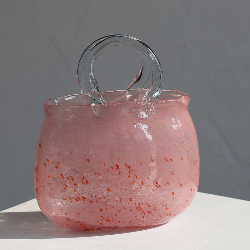 Hand basket bag vase